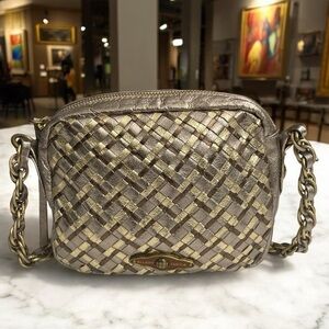 EUC Elliot Lucca Metallic Woven
Leather Mini Bag